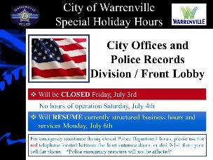 City Holiday Special Hours - July 3, 2020