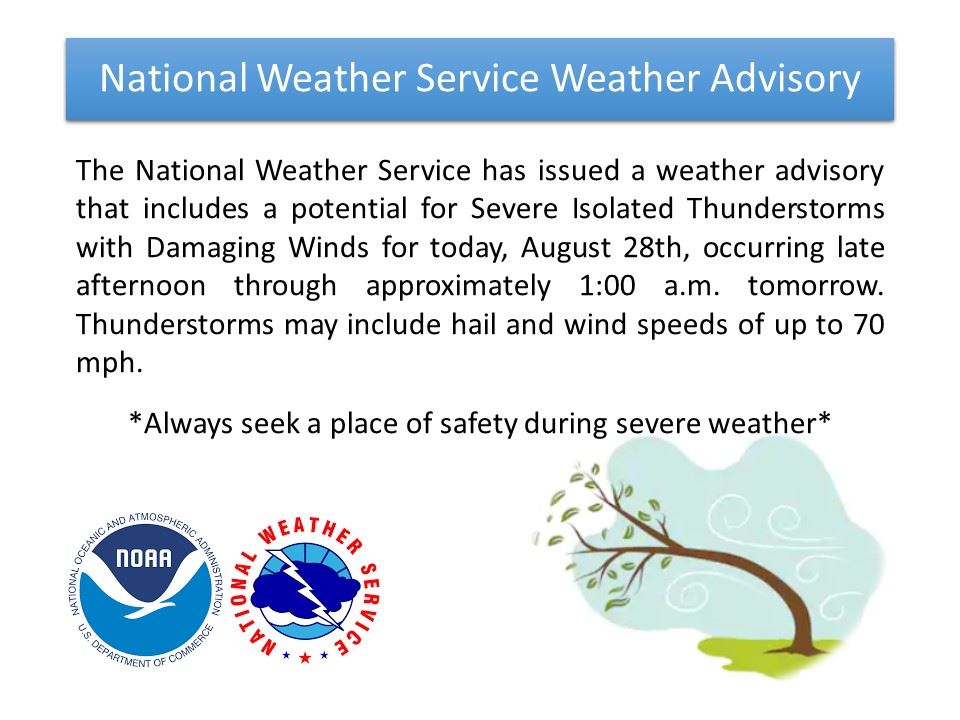Weather Advisory for 08/28/20