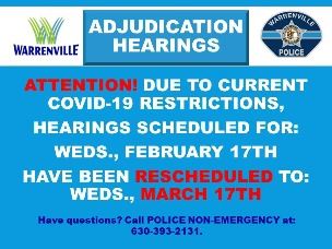 Adjudication Hearings Rescheduled to March