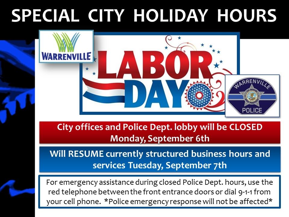 Labor Day City Holiday Hours 09/06/21 (Image)