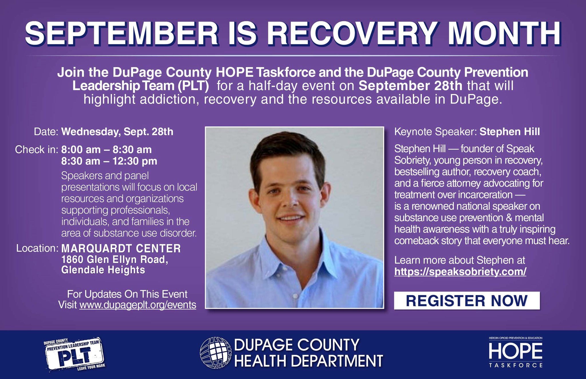 A graphic that announces September is Recovery Month and a discussion September 28.