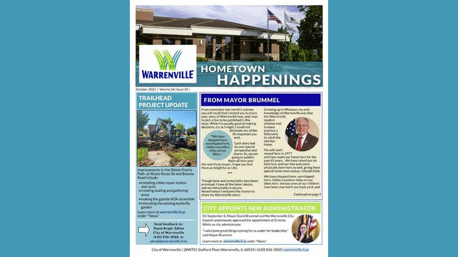An image of ther cover of the Hometown Happenings newsletter October 2022