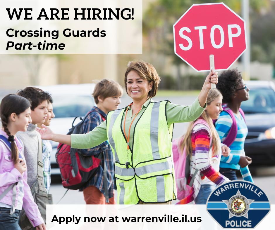 Picture of crossing guard holding stop sign and text 