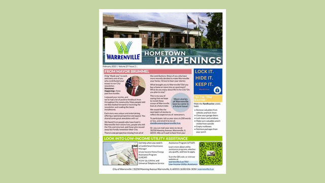 Hometown Happenings newsletter February 2023 Interactive, shows pages