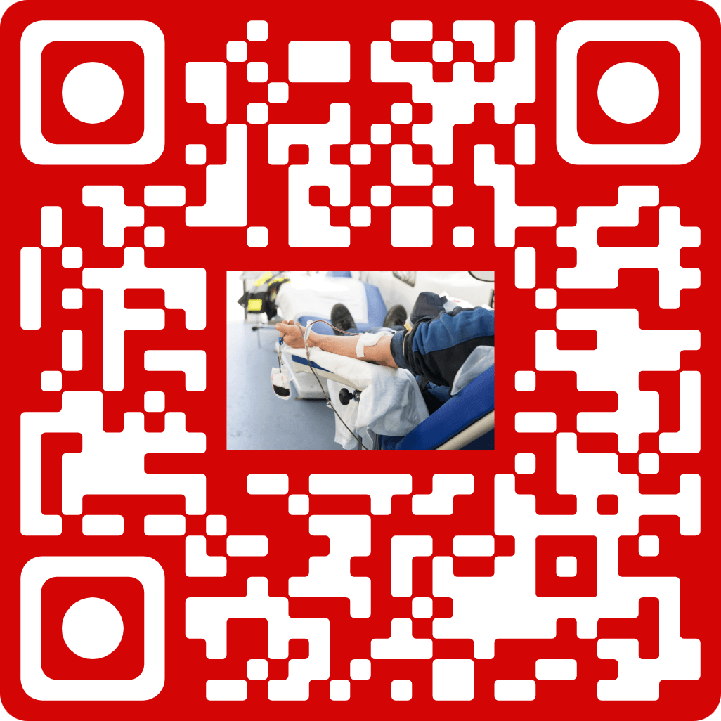 Red QR code to sign up for the Blood Drive March 4