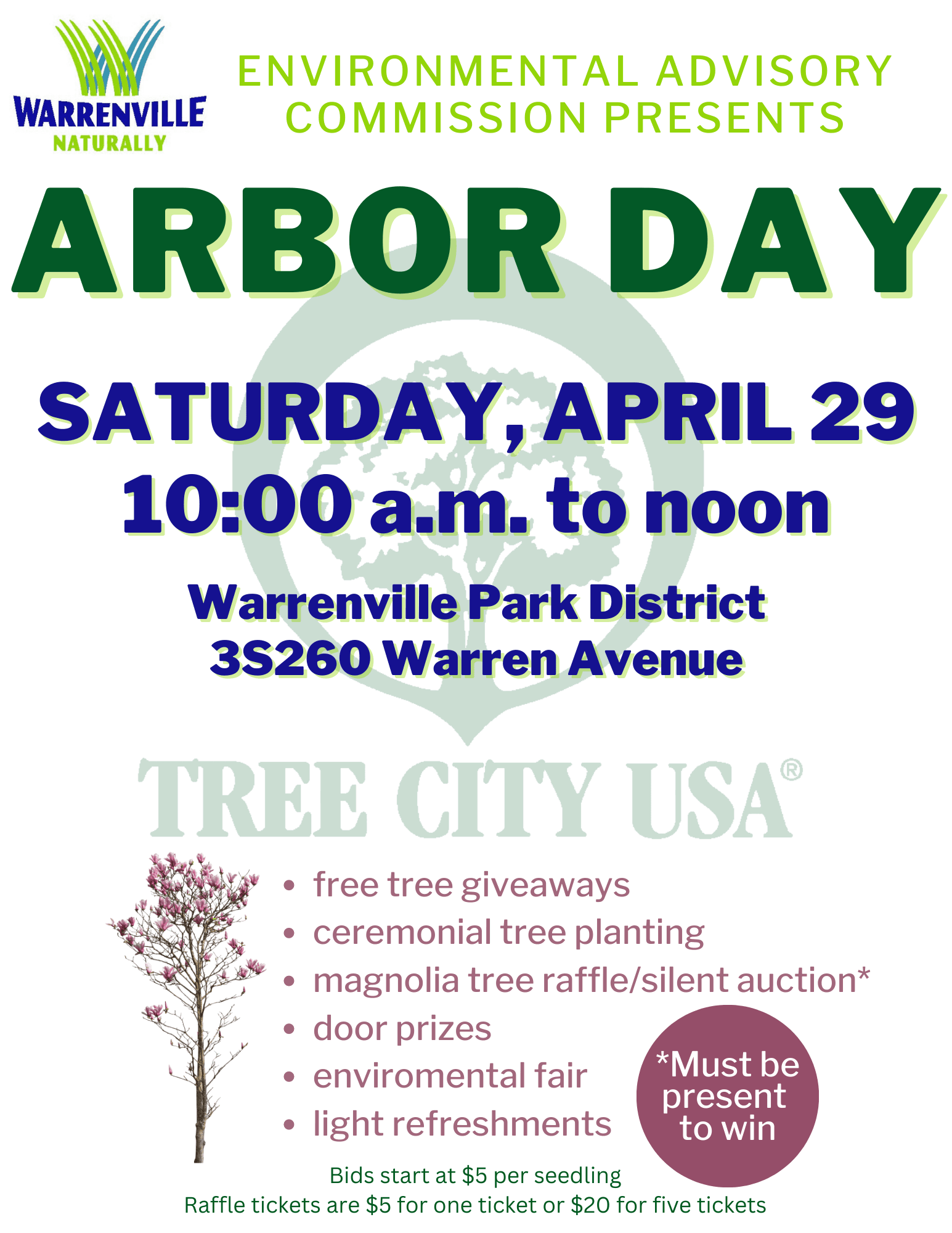A flyer promoting Arbor Day 2023 on April 29.