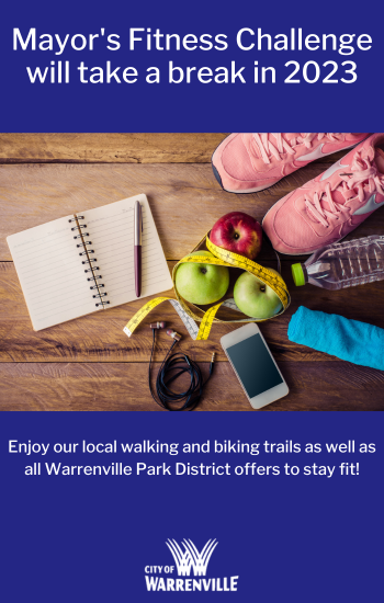 No Mayors fitness challenge 2023. A photo of healthy food and fitness equipment.