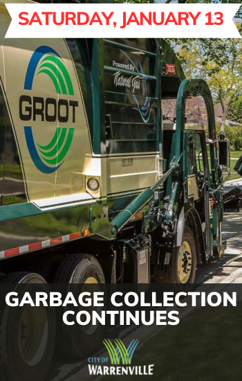 Garbage pickup continues to Saturday, January 13