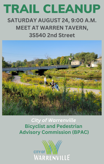 Trail cleanup in Warrenville August 24