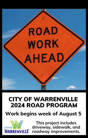 City of Warrenville 2024 Road Program with list of roads and schedule.