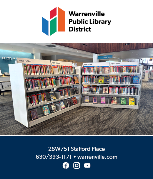 Warrenville Public Library District book display.