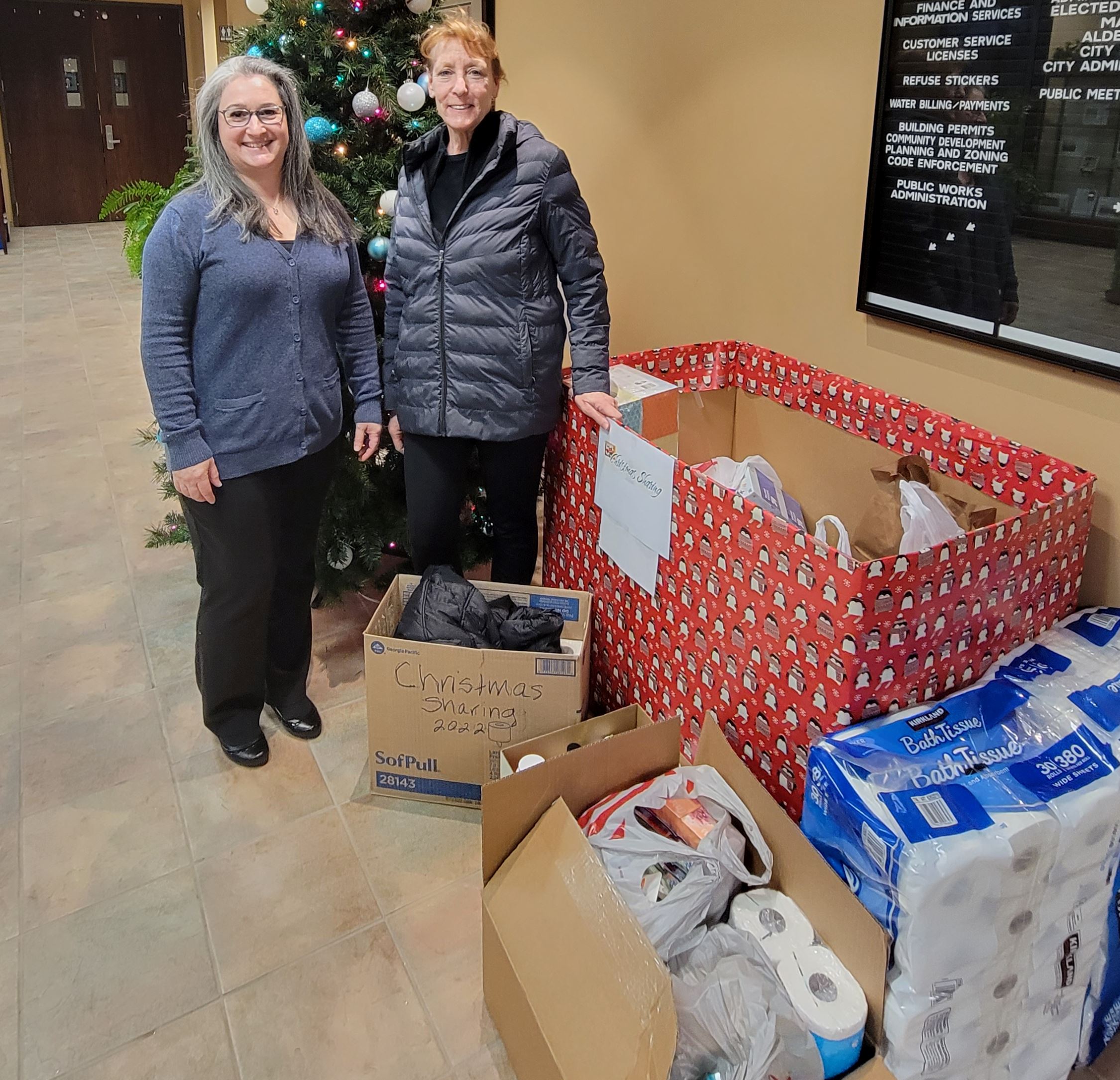 Christmas Sharing donations at City Hall