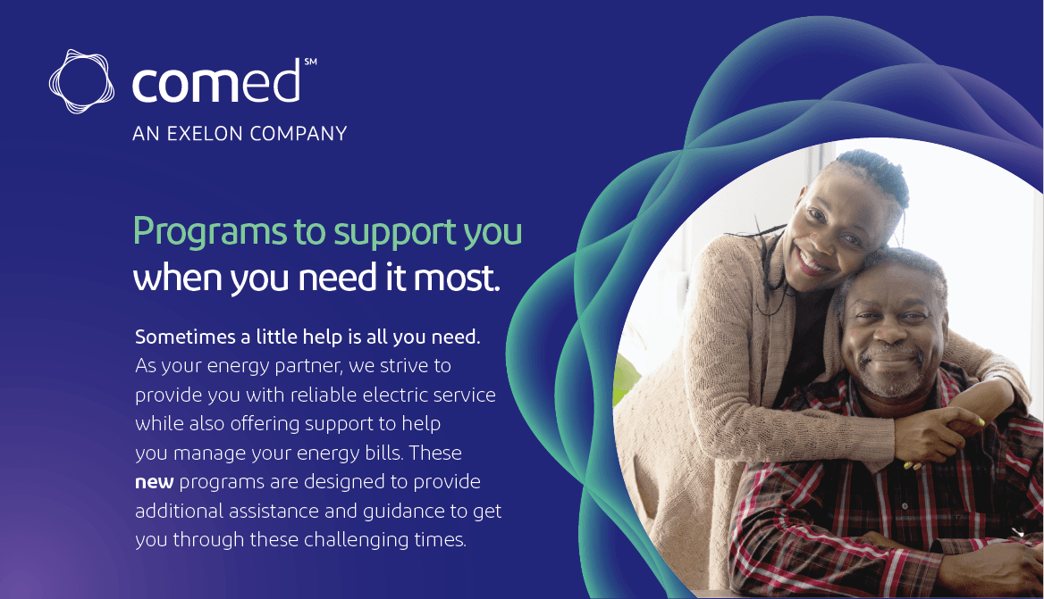 An image of two people to show how ComEd utility assistance programs help
