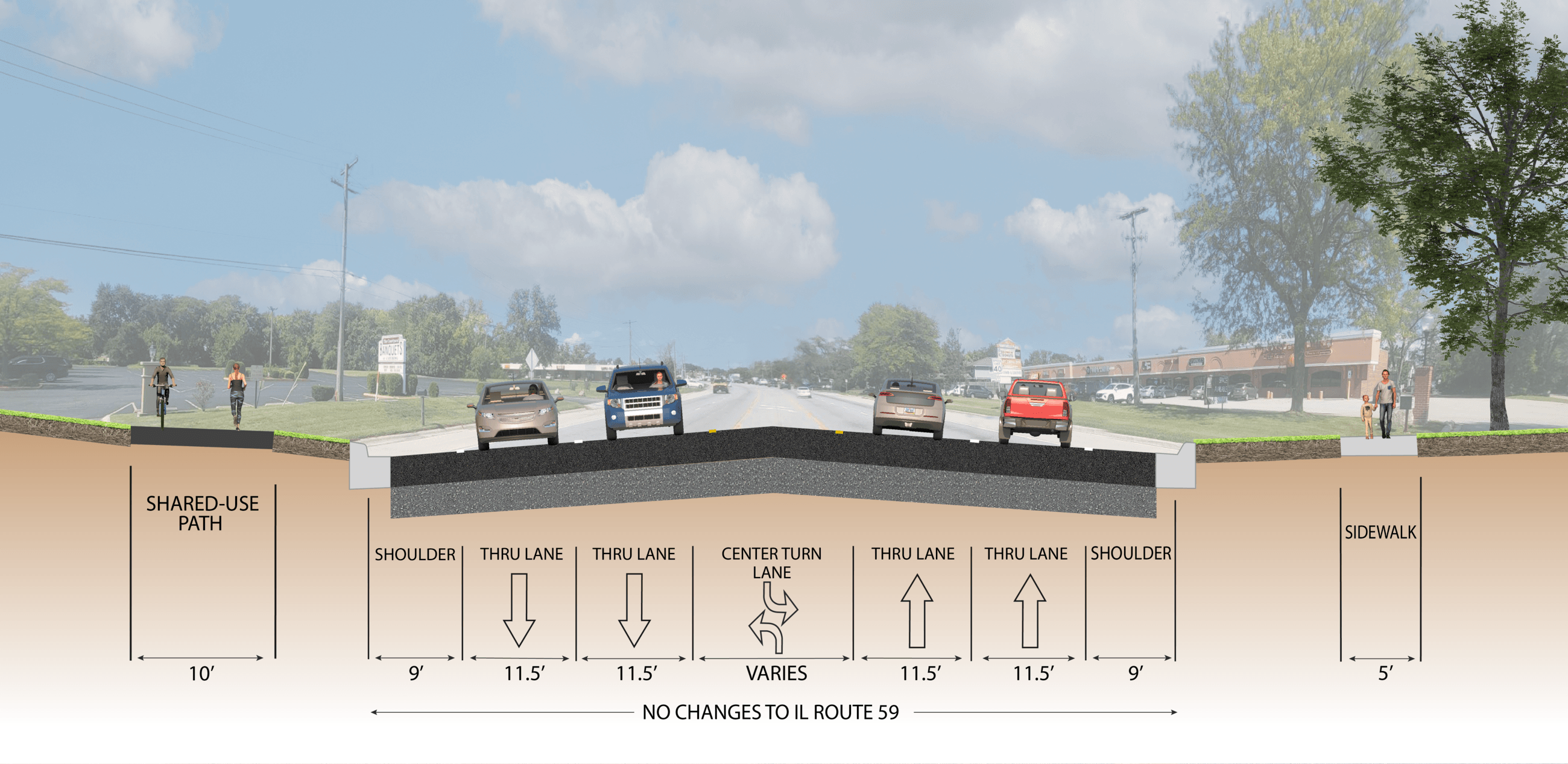 Route IL 59 Multi Paths Project Improvements Visualization
