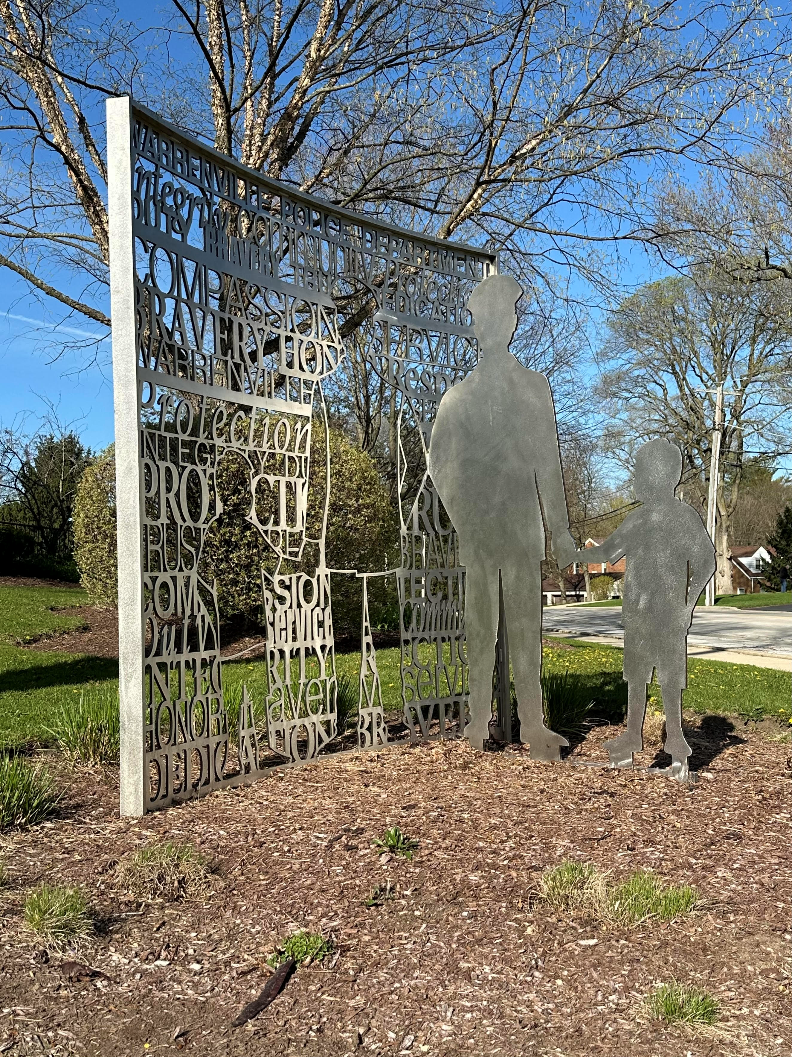 10-8 sculpture by Warrenville Police Department.